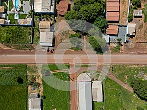 Aerial top down view of village in Nobres Bom Jardim Mato Grosso