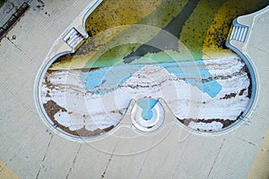 aerial top view of an abandoned swimming pool