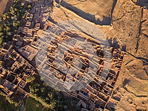 Aerial top view on Ait Ben Haddou