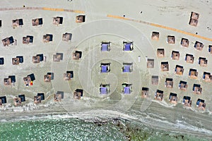 Aerial top view on the beach