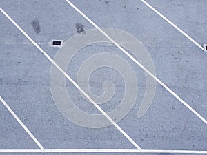 aerial top view detail of large bus parking