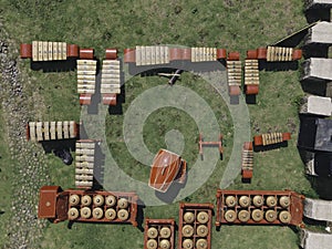 Aerial top view of Gamelan, traditional javanese and balinese music instuments