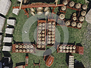 Aerial top view of Gamelan, traditional javanese and balinese music instuments