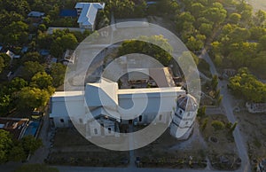 Aerial view of The Immaculate Conception Church Of Oslob - Lola Pureza`s,Cebu, Philippines photo