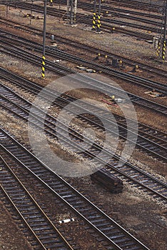 Aerial Top View of Intersecting Rails