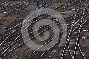 Aerial Top View of Intersecting Rails