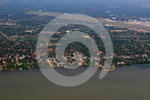 Aerial Top View MOdern Colombo Airport & Coastal Area of Sri Lanka