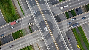 Aerial top view of numerous cars in a traffic jam, traffic jam j