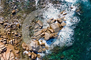 aerial top view of rocksand turquoise water photo