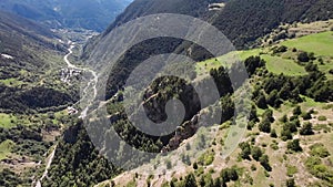 Aerial Top View Town Andorra La Vella Mountains, Funicamp D`encamp, Catalonia 15 september 2022