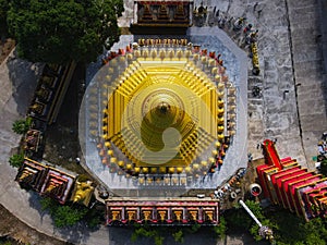 Aerial top view of the Wat Suwan Khiri in Thailand