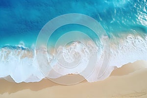 Aerial top view of wave sea beach sand