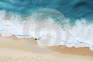 Aerial top view of wave sea beach sand