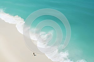 Aerial top view of wave sea beach sand