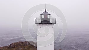 Aerial tour of the Nubble Lighthouse York Maine USA 4k