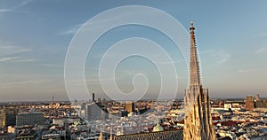 Aerial of Toward and Over St. Stephen's Cathedral in Vienna, Austria. Stephen's Cathedral, history famous