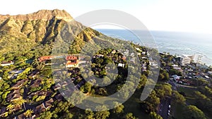 Aerial towards Diamond Head in Honolulu, Hawaii