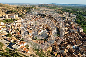 Aerial townscape of Fraga, Aragon, Spain photo