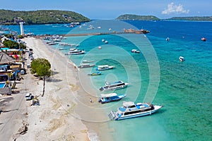 Aerial from Toya Pakeh Harbour Nusa Penida Bali Indonesia