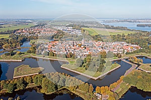 Aerial from the traditional city Naarden in the Netherlands