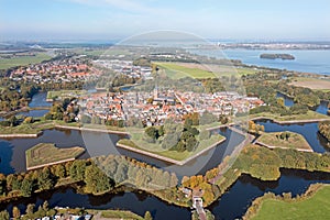 Aerial from the traditional city Naarden in the Netherlands