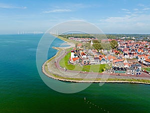 Aerial from the traditional town Urk at the IJsselmeer in the Netherlands