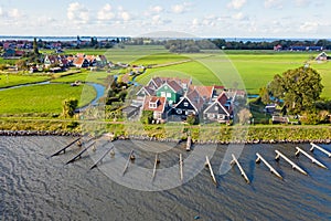 Aerial from the traditional village Marken at the IJsselmeer in the Netherlands