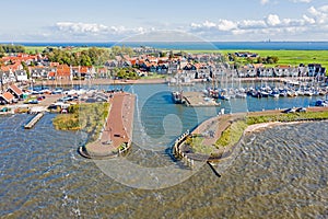 Aerial from the traditional village Marken at the IJsselmeer in the Netherlands