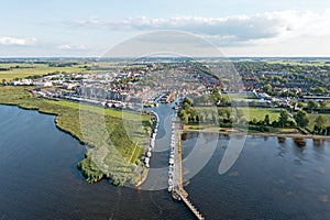 Aerial from the traditional village Spakenburg in the Netherlands