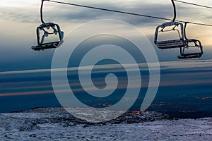 Aerial tramway in Mountain range Serra da Estrela