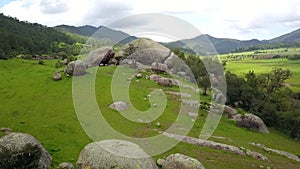 Aerial traveling in the big stones of Tapalpa, open field