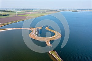 Aerial from the tulip island near Zeewolde in the Netherlands