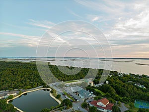 Aerial twilight photo Corolla North Carolina USA