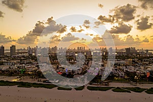 Aerial twilight photo Miami Beach Ocean Drive