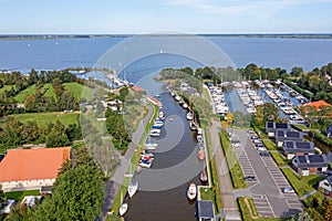 Aerial from a typical dutch landscape at the Slotermeer in the Netherlands