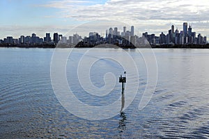 Aerial urban landscape view of Melbourne city skyline