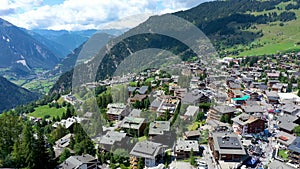 Aerial of Verbier Switzerland, Val de Bagnes, lateral traveling - Aerial 4K