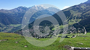 Aerial of Verbier switzerland, Val de Bagnes, lateral traveling - Aerial 4K