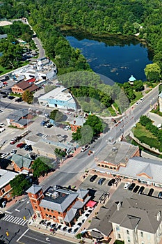 Aerial vertical of Milton, Ontario, Canada on fine spring morning