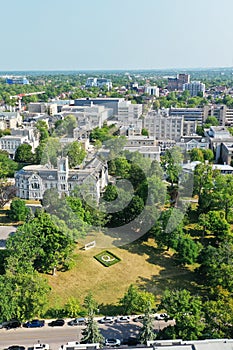 Aerial vertical of Queen\'s University, Kingston, Ontario, Canada photo