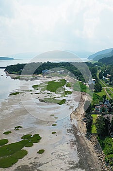 Aerial vertical view of St Joseph-de-la-Rive, Quebec, Canada