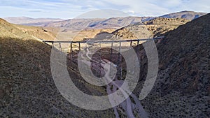 Aerial of Viaducto La Polvorilla, Polvorilla bridge, a popular viaduct of the train to the clouds. photo