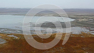 Aerial video 4k of The Tso Kar or Tsho kar is a fluctuating salt lake