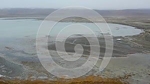 Aerial video 4k of The Tso Kar or Tsho kar is a fluctuating salt lake