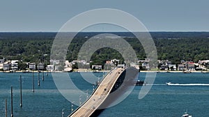 Aerial video Atlantic Beach Bridge North Carolina USA