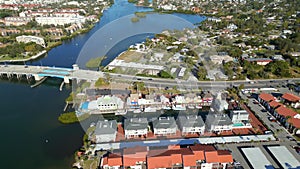 Aerial video The Boatyard Waterfront Bar and Grill Sarasota Florida