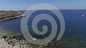 Aerial video of Chersonesos in Sevastopol, Fog bell and Vladimir Cathedral.