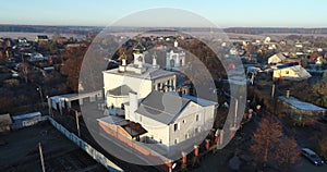 Aerial video of The Church of Saint Nikolas in Kuvekino