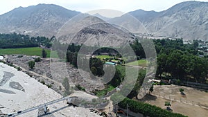 Aerial video of Cieneguilla. Countryside in Lima Peru.