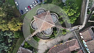 Aerial video of the feudal ghost town of Granadilla. Extremadura, Spain